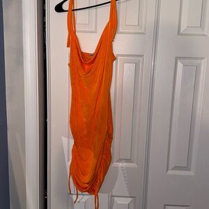 Orange scrunch dress
